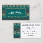 Donker Turquoise en Grijs Preppy Argyle Visitekaartje (Voorkant / Achterkant)