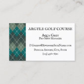 Donker Turquoise en Grijs Preppy Argyle Visitekaartje (Achterkant)