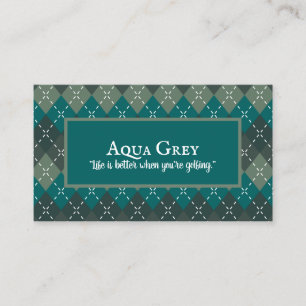 Donker Turquoise en Grijs Preppy Argyle Visitekaartje