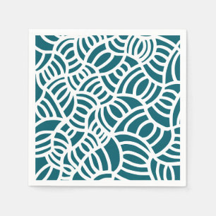 Donker turquoise en witte Doodle Servet