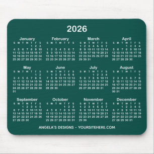 Donker Turquoise en Witte Kalender Promotionele Muismat