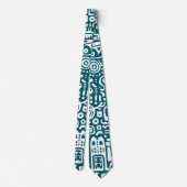 Donker turquoise en witte krabbels van 7 stropdas (Achterkant)