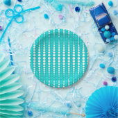 Donker Turquoise en Witte Stippen Papieren Bord (Feest)