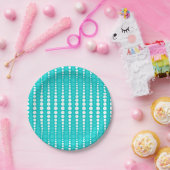 Donker Turquoise en Witte Stippen Papieren Bord (Feest)