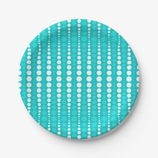 Donker Turquoise en Witte Stippen Papieren Bord (Voorkant)