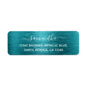 Donker Turquoise geborsteld Metallic Elegante naam Etiket (Voorkant)