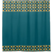 Donker turquoise Geel Douchegordijn (Voorkant)