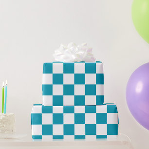 Donker turquoise geruit cadeaupapier