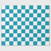 Donker turquoise geruit cadeaupapier (Vlak)