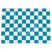 Donker turquoise geruit groot cadeauzakje (Voorkant)