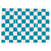Donker turquoise geruit groot cadeauzakje (Achterkant)
