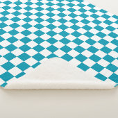 Donker turquoise geruit sherpa deken (3/4)