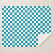 Donker turquoise geruit sherpa deken (Voorkant (horizontaal))