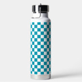 Donker turquoise geruit waterfles (Rechts)