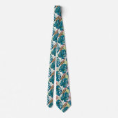 Donker turquoise monstera, delicate perzik en geel stropdas (Achterkant)