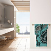 Donker turquoise paisley bad handdoek