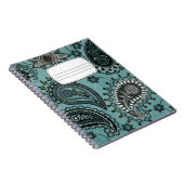 Donker turquoise paisley compositie notitieboek (Rechterzijde)