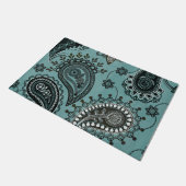 Donker turquoise paisley deurmat (Schuin)