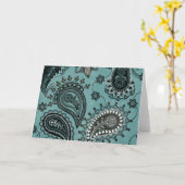 Donker turquoise paisley kaart (Gele Bloem)