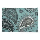 Donker turquoise paisley kussensloop (Achterkant)