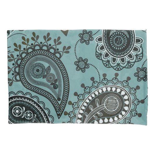 Donker turquoise paisley kussensloop (Voorkant)