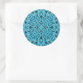 Donker Turquoise Paisley Western Bandana Sjaal Pri Ronde Sticker (Tas)
