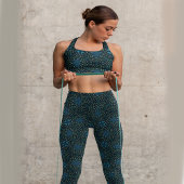 Donker turquoise wervelpatroon leggings