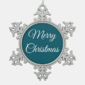 Donker Turquoise & Wit: Tin Sneeuwvlok Ornament (Voorkant)