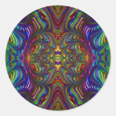~ donker veelkleurige fractal ~ ronde sticker (Voorkant)