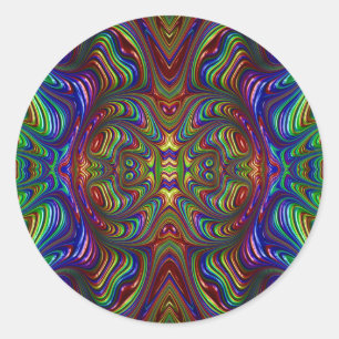 ~ donker veelkleurige fractal ~ ronde sticker