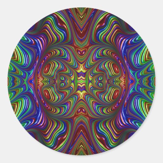 ~ donker veelkleurige fractal ~ ronde sticker (Voorkant)