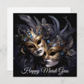 Donker Venetiaans masker Carnaval Mardi Gras Feestdagenkaart (Voorkant / Achterkant)
