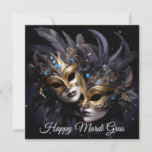 Donker Venetiaans masker Carnaval Mardi Gras Feestdagenkaart