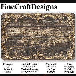 Donker verouderd hout, goud barokke rand AN6 decou Tissuepapier