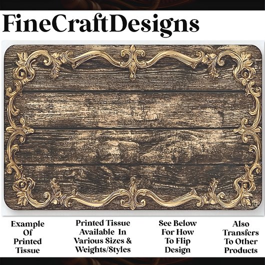 Donker verouderd hout, goud barokke rand AN6 decou Tissuepapier