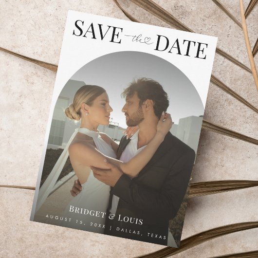Donker Vervaagd Boog Foto Hart Script Minimale Bru Save The Date
