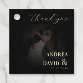 Donker Vervaagd Foto & Gouden Ampersand Zwart Brui Bedankjes Labels