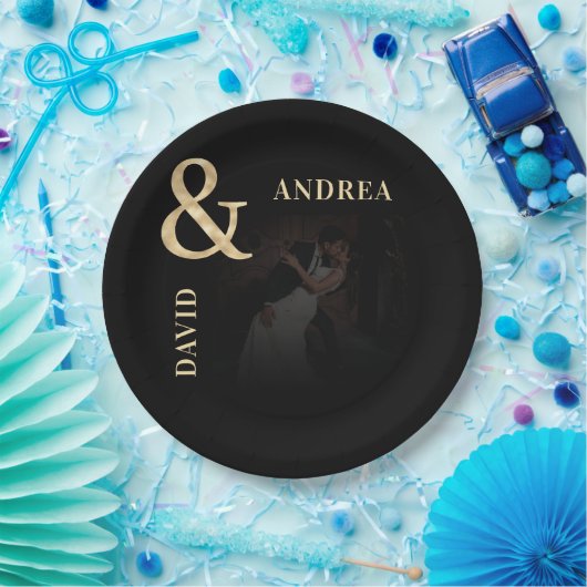 Donker Vervaagd Foto & Gouden Ampersand Zwart Brui Papieren Bordje (Feest)