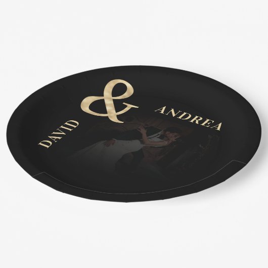 Donker Vervaagd Foto & Gouden Ampersand Zwart Brui Papieren Bordje (Gekanteld)