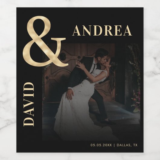 Donker Vervaagd Foto & Gouden Ampersand Zwart Brui Wijn Etiket (Enkel label)