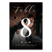 Donker Vervaagd Foto & Monogram Elegant Zwart Brui Kaart (Voorkant)