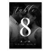 Donker Vervaagd Foto & Monogram Elegant Zwart Brui Kaart (Voorkant)