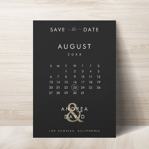 Donker Vervaagde Foto Gouden Ampersand & Kalender  Save The Date