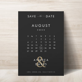 Donker Vervaagde Foto Gouden Ampersand & Kalender Save The Date