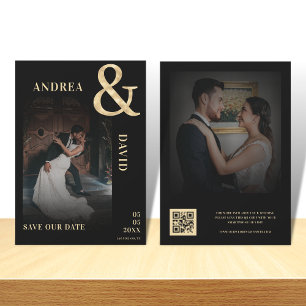Donker Vervaagde Foto Gouden Ampersand QR Code Bru Save The Date