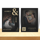 Donker Vervaagde Foto Gouden Ampersand QR Code Bru Save The Date