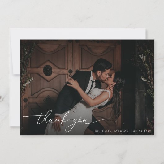 Donker Vervaagde Foto QR Code Foto Aanvraag Bruilo Bedankkaart (Voorkant)