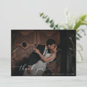 Donker Vervaagde Foto QR Code Foto Aanvraag Bruilo Bedankkaart (Staand voorkant)