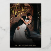 Donker Vervaagde Foto Romantisch Zwart Dank u Brui Folie Uitnodiging (Voorkant)