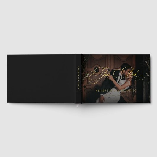 Donker Vervagende Foto Kalligrafie Elegante Folie  Gastenboek (Volledig)